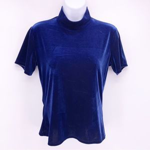 VINTAGE Short Sleeve Velour Turtleneck Top Size S/M